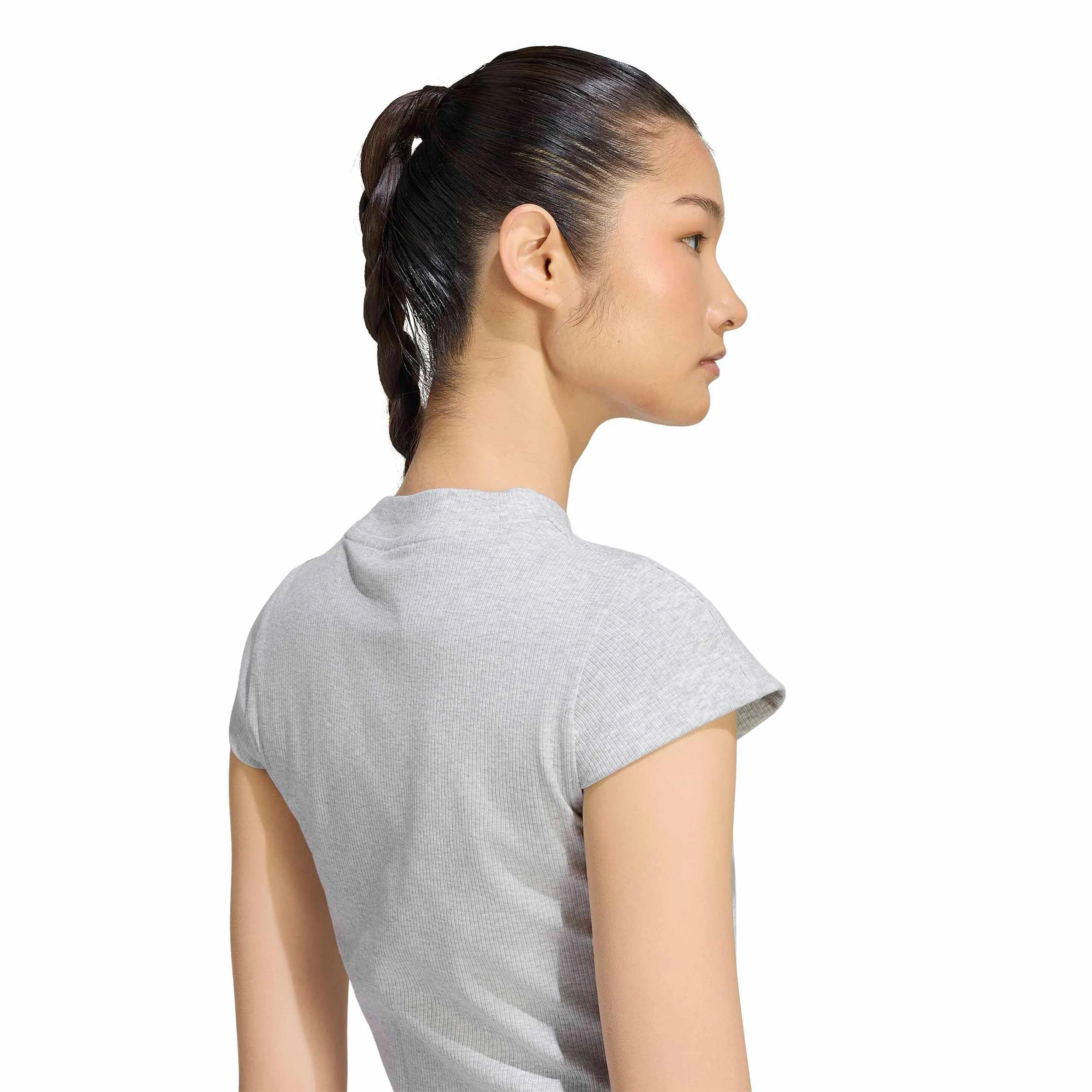Ribbed Camiseta de manga corta Mujeres - gris claro - Image 6