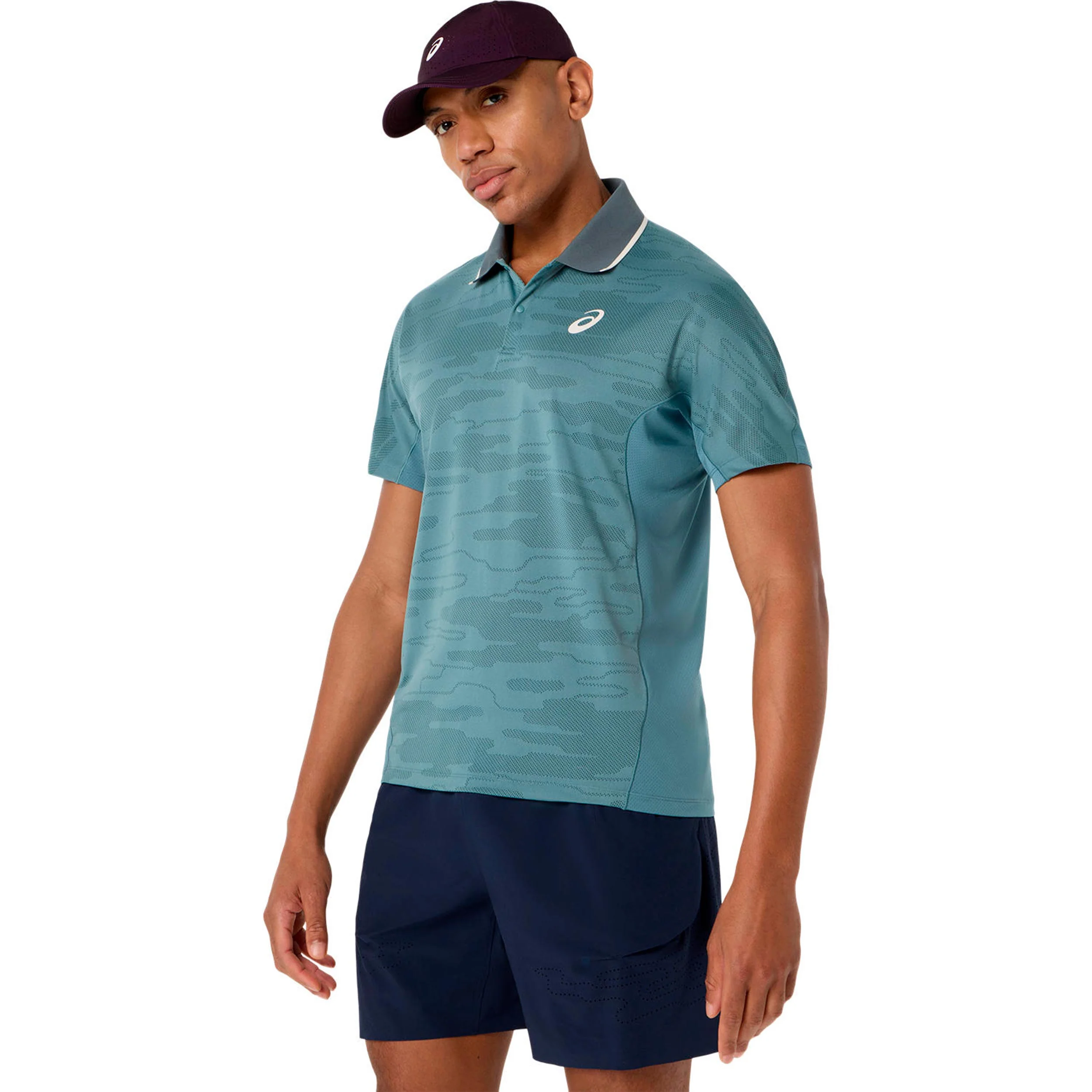 Match Jacquard Polo Hombres - color petróleo, gris - Image 2