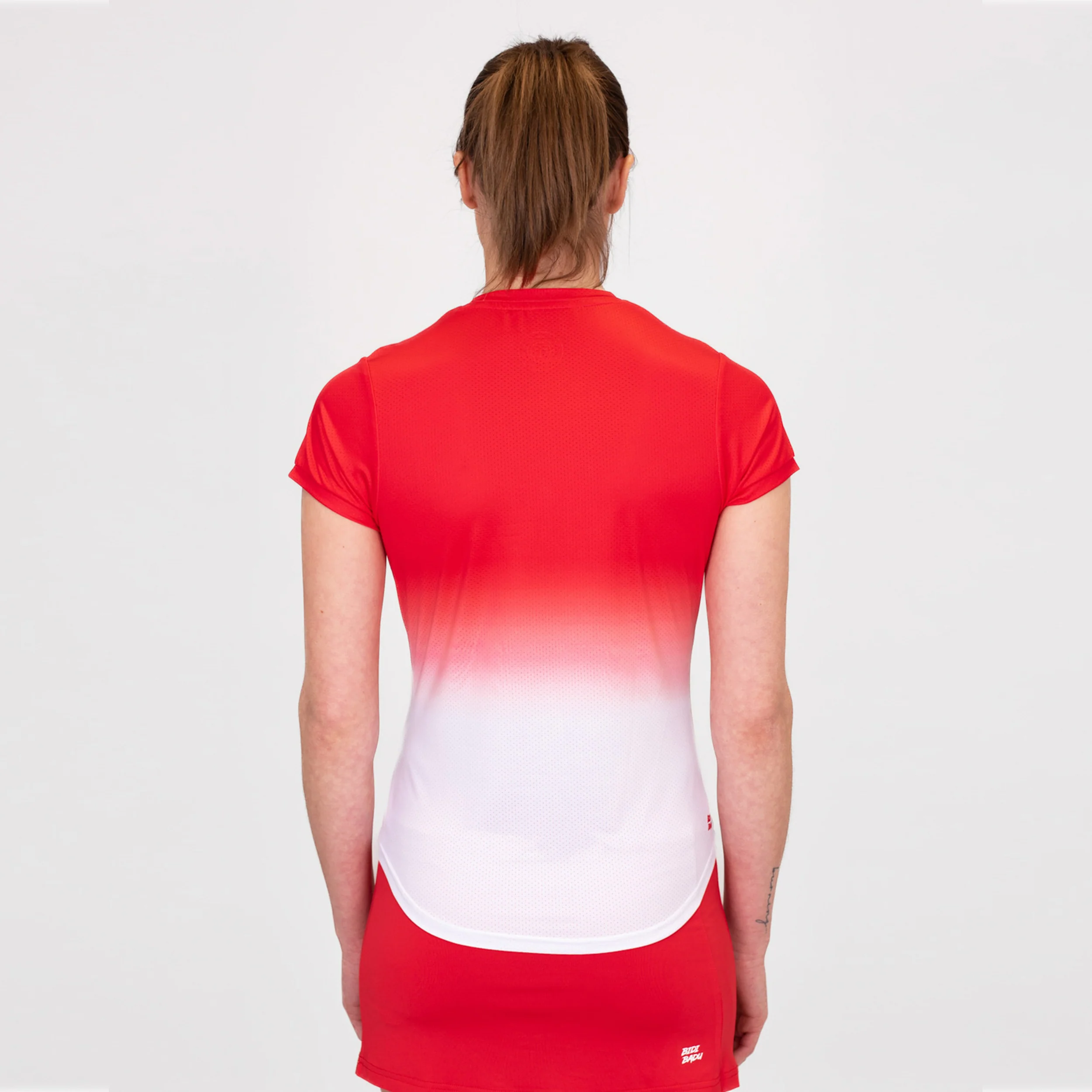 Crew Gradiant Camiseta De Manga Corta Mujeres-Rojo,Blanco - Image 2