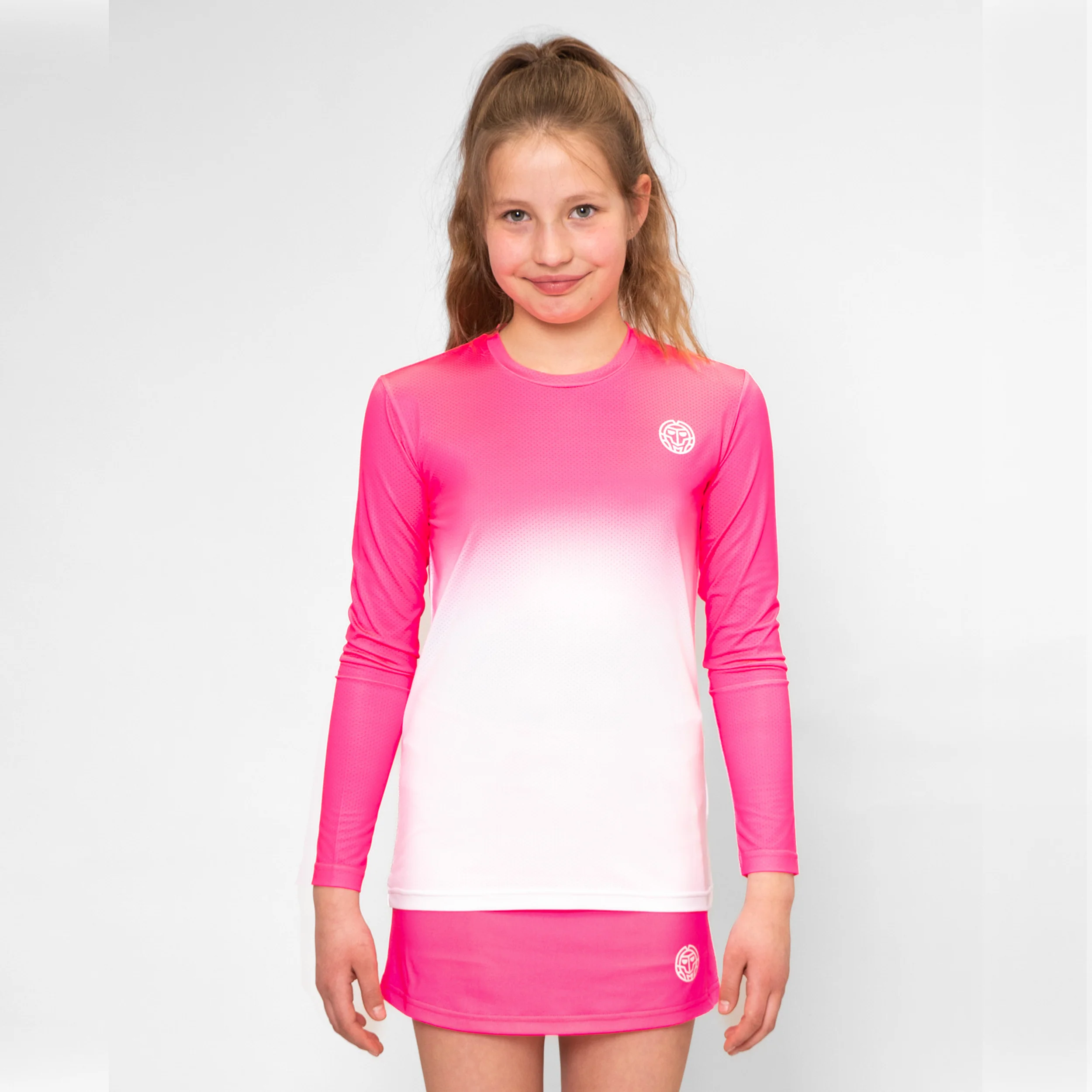 Crew Gradiant Camiseta De Manga Larga Chicas-Rosa,Blanco