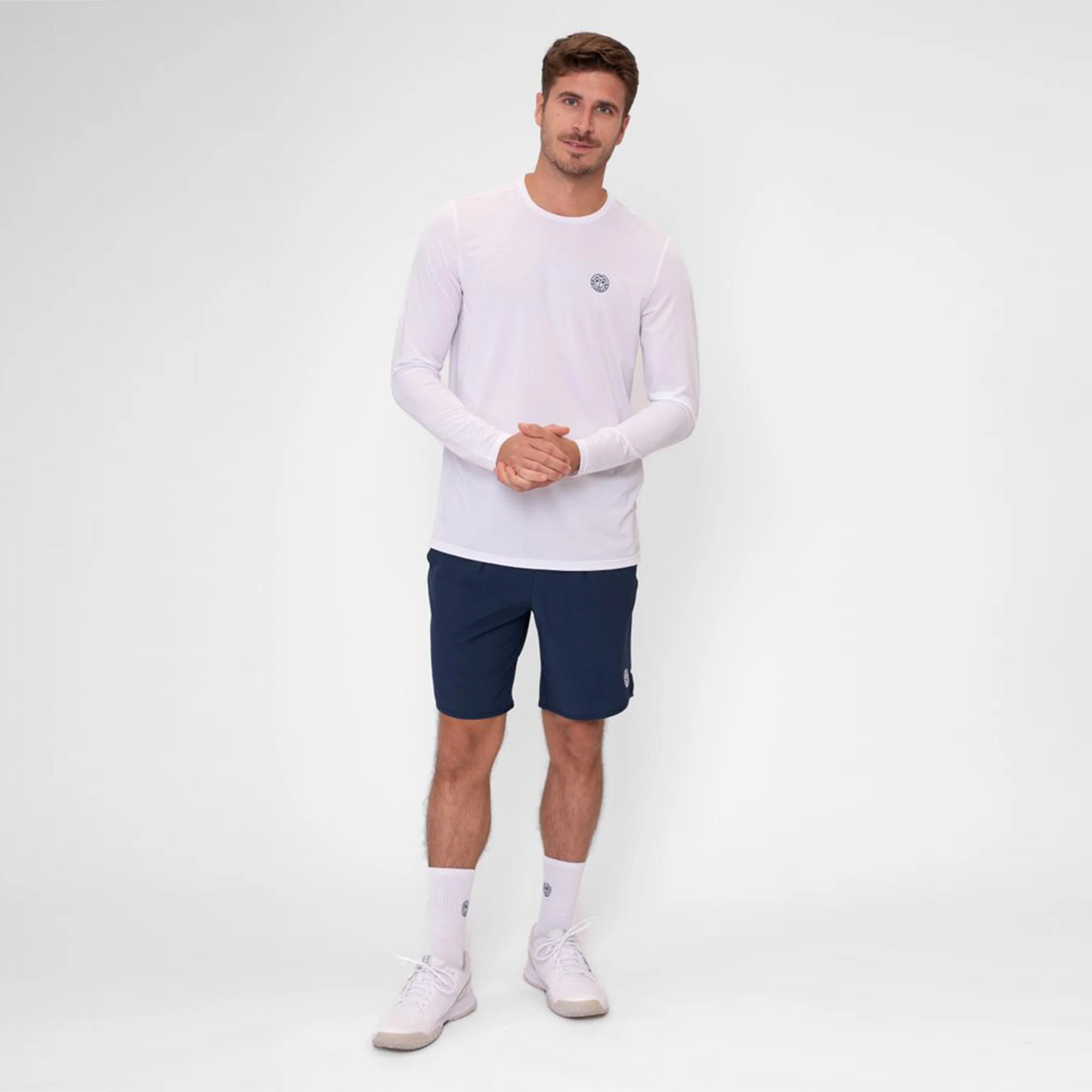Crew Roundneck Camiseta De Manga Larga Hombres-Blanco - Image 3