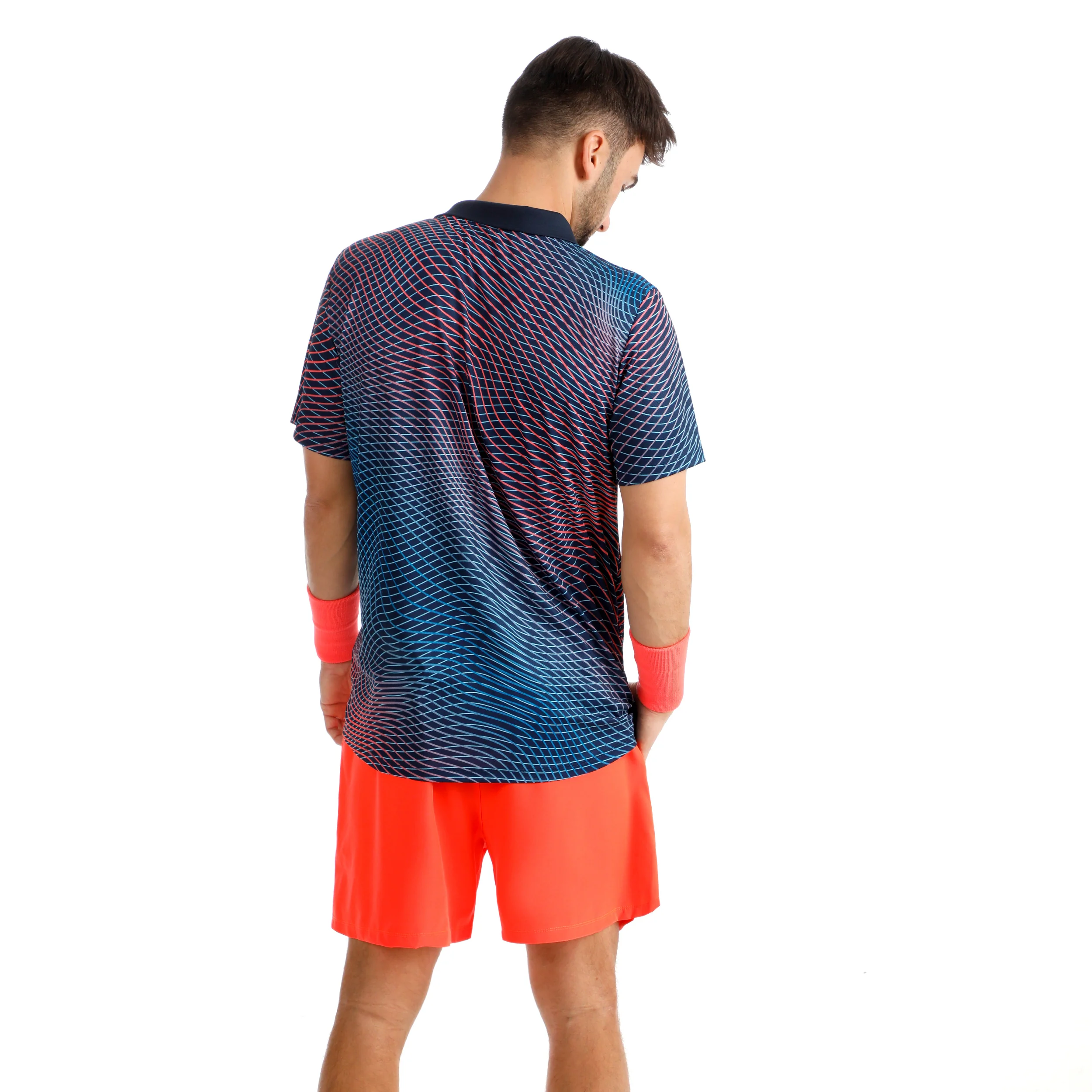 Out of Control Polo Hombres-azul oscuro, coral - Image 5