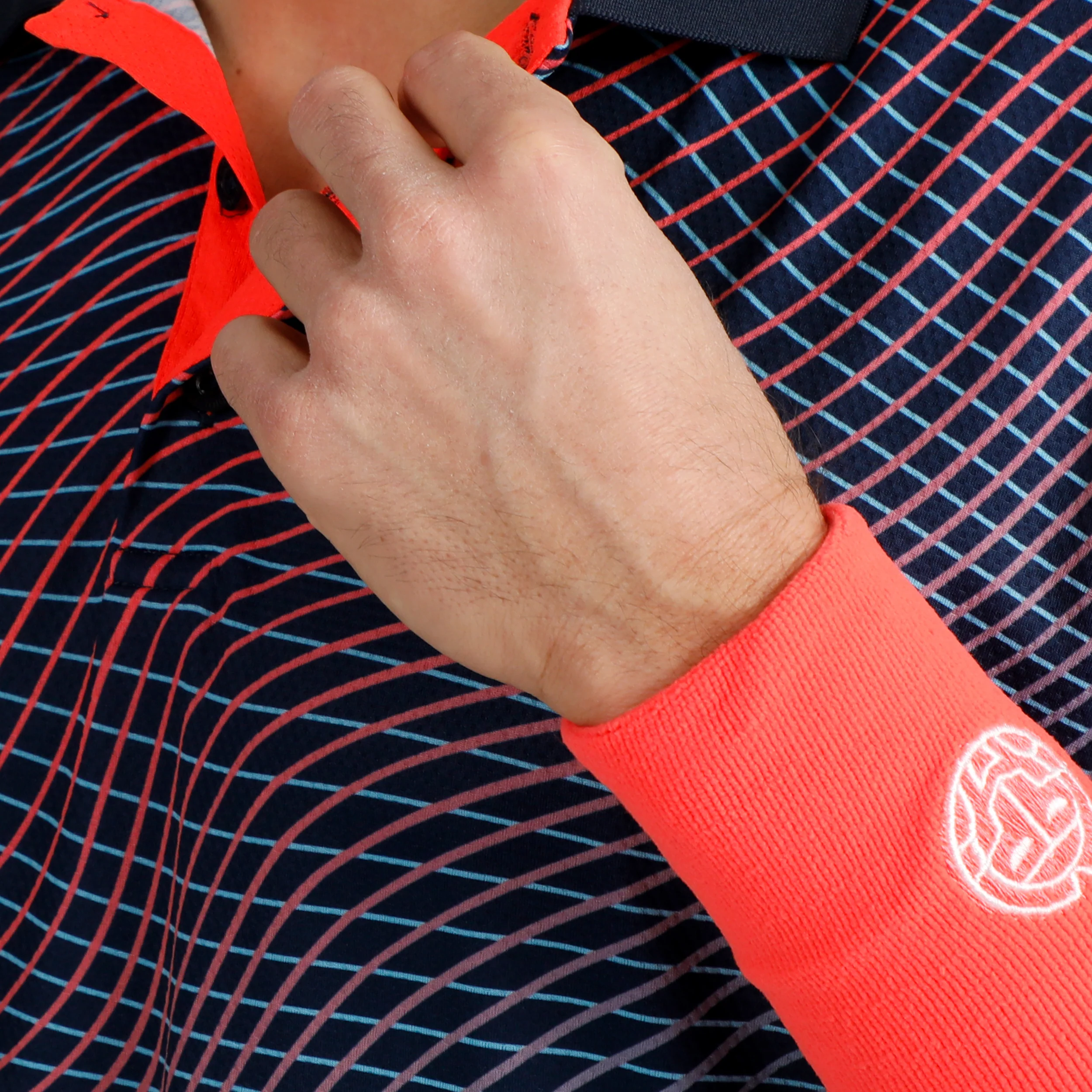 Out of Control Polo Hombres-azul oscuro, coral - Image 7