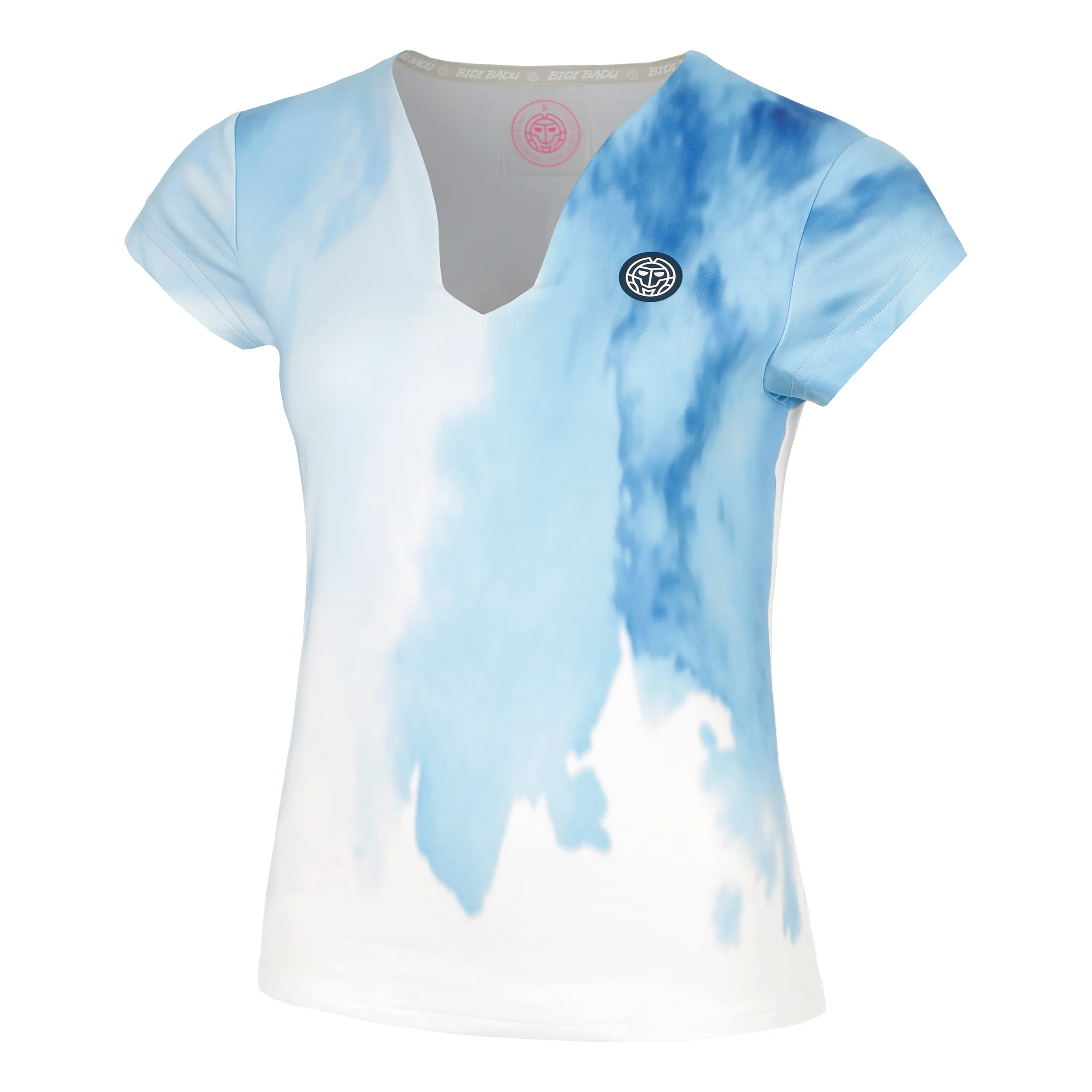 Watercolour V-Neck Camiseta De Manga Corta Mujeres-Blanco,Azul