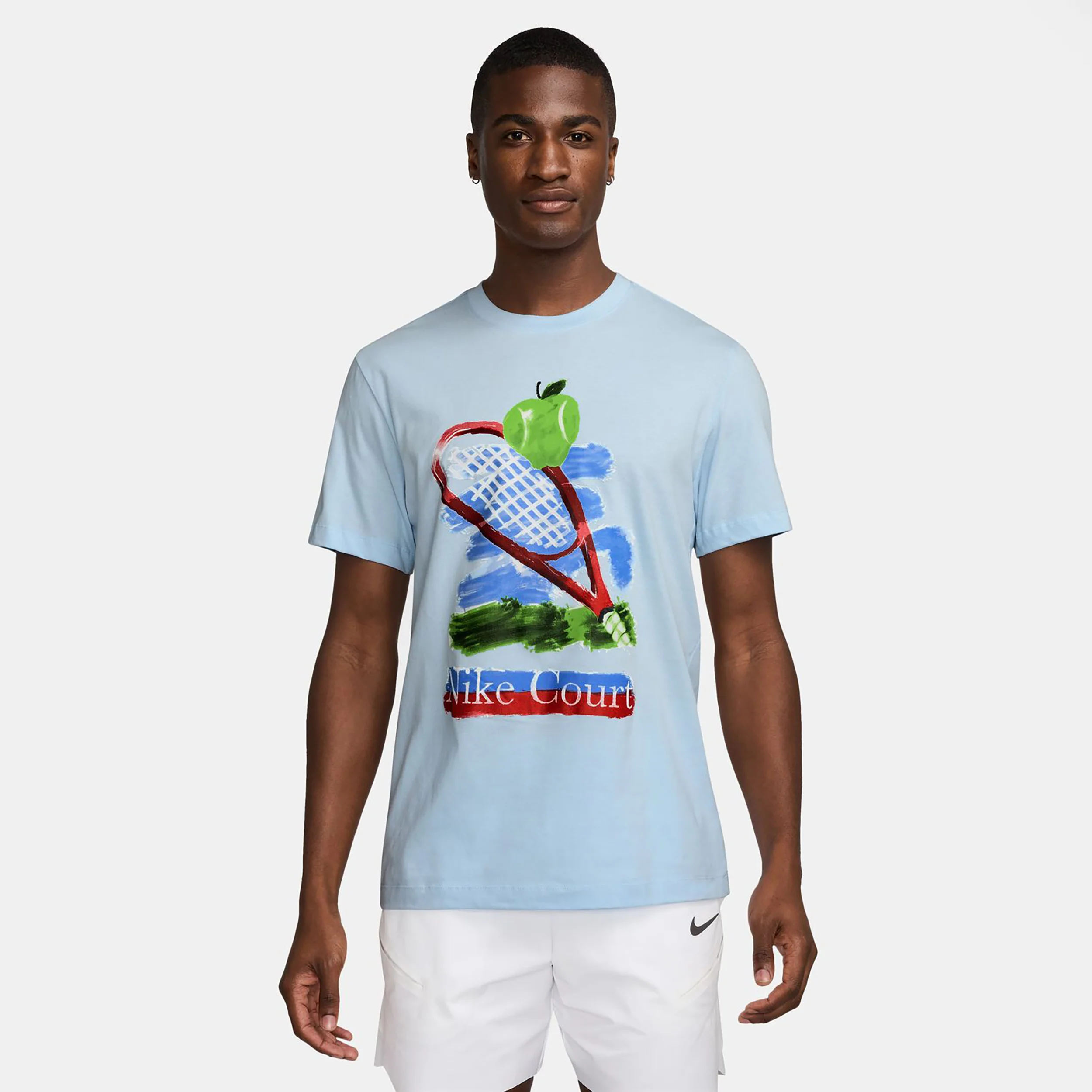 Court Camiseta De Manga Corta Hombres-Azul Claro,Multicolor
