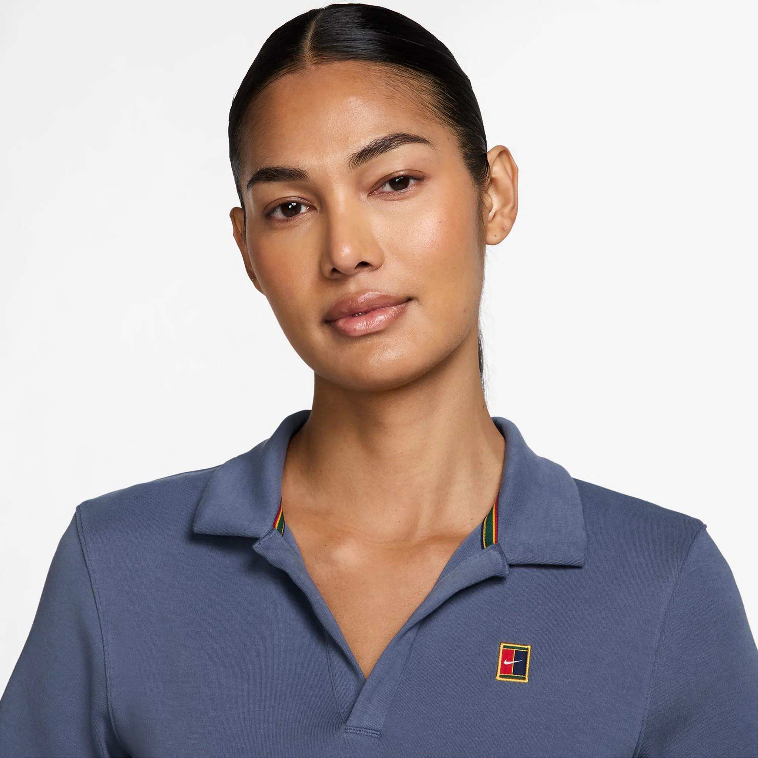 Court Heritage Crop Polo Mujeres-Azul-gris - Image 3