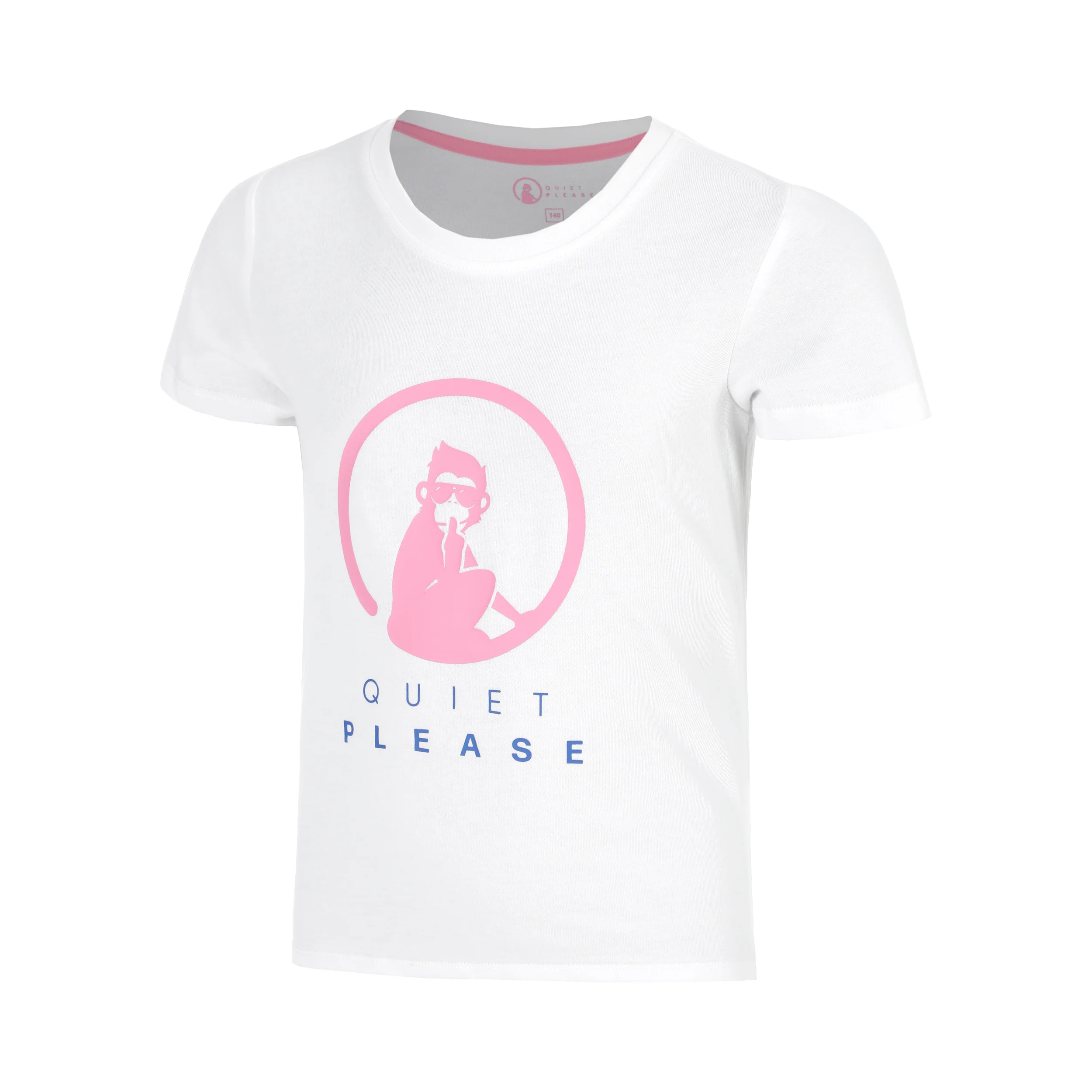 Baseline Logo Camiseta de manga corta Chicas-blanco, rosa neón