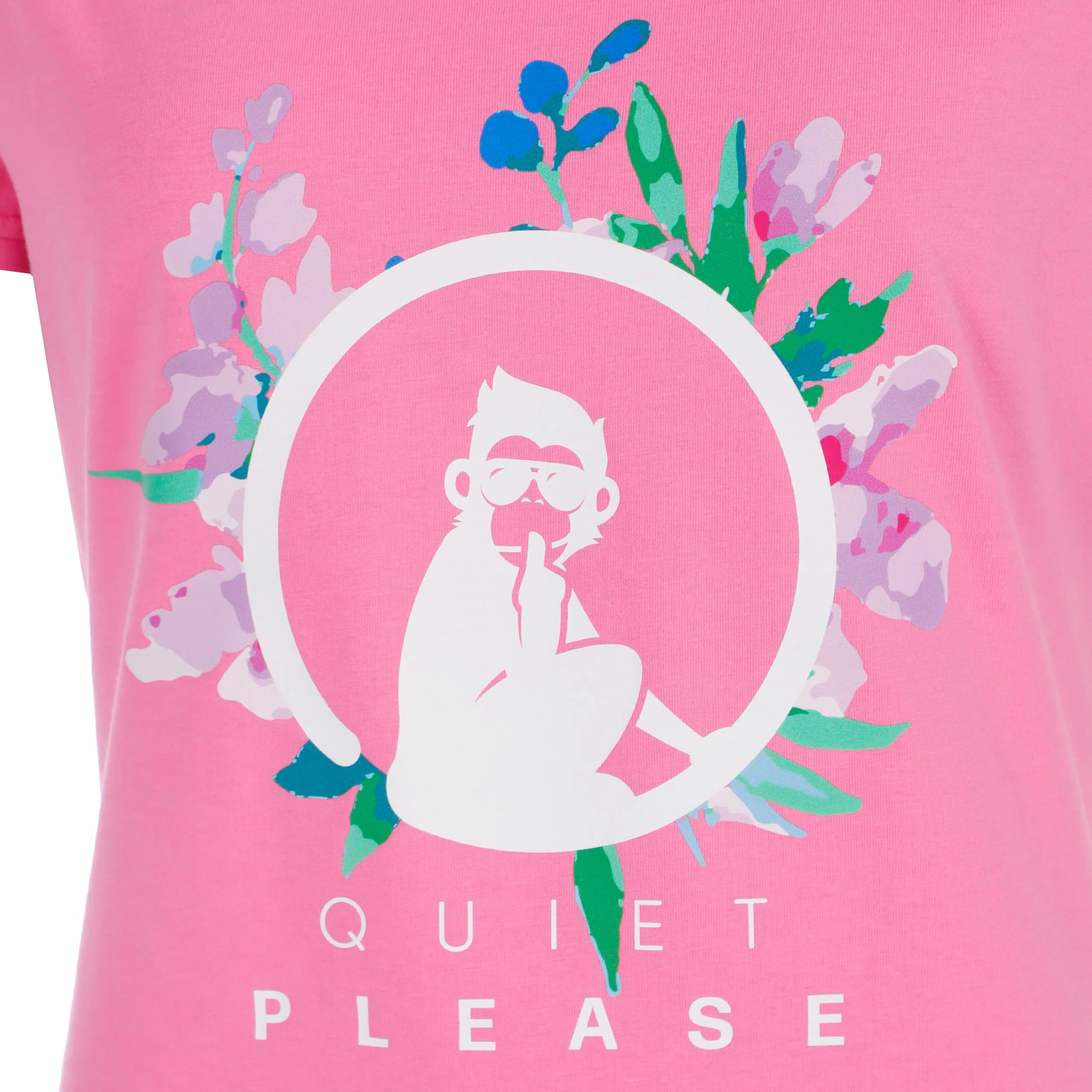 Joy Flower Logo Camiseta de manga corta Mujeres-rosa, blanco - Image 3