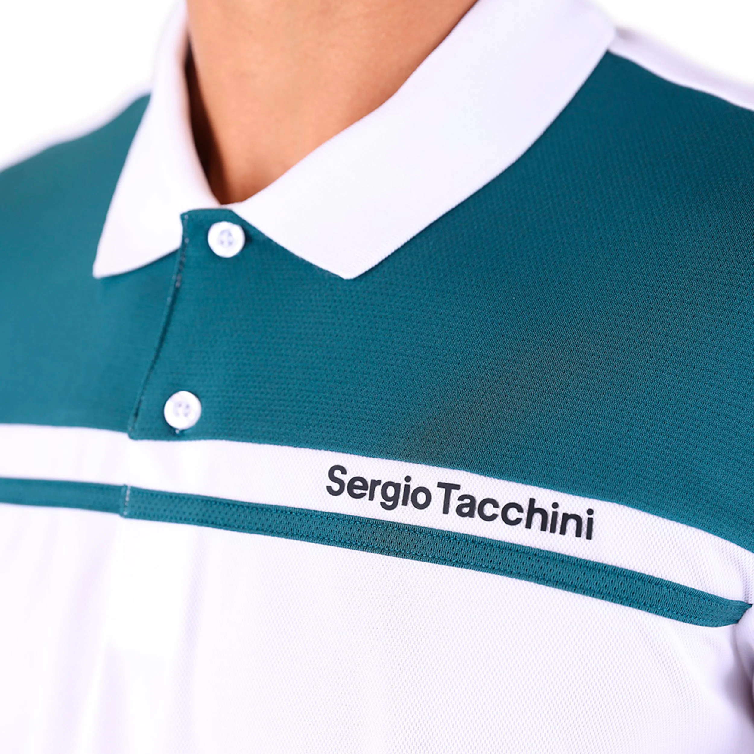 Riflesso Polo Hombres - blanco, color petróleo - Image 4