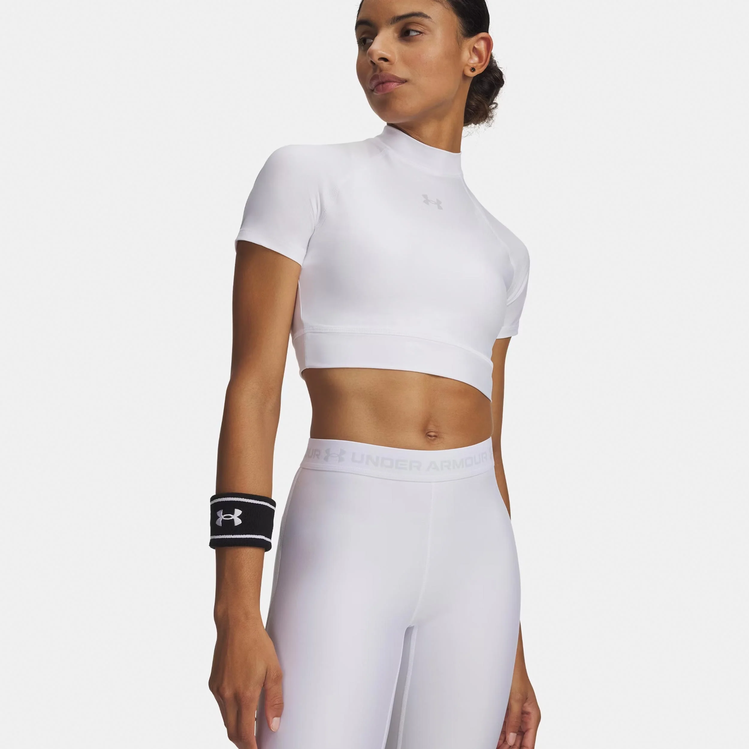 HeatGear Crop Camiseta de manga corta Mujeres-blanco, gris
